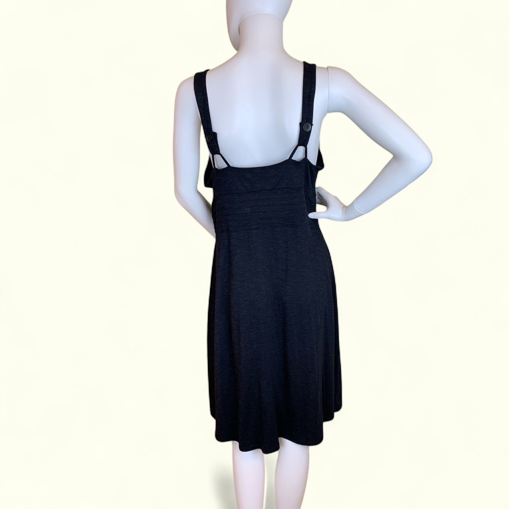 Horny Toad Elegant Black Midi Dress Organic Cotton Adjustable Straps - Picture 6 of 14